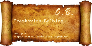 Oreskovics Balbina névjegykártya